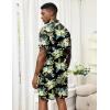 image:imageEkouaer Mens Pajama Sets Button Down Summer Pjs 2 Piece Hawaiian Shirt and Shorts Sets Beach Vacation Loungewear XSXXLHawaiian Flower Green  Blue Leaves