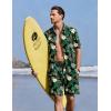 image:imageEkouaer Mens Pajama Sets Button Down Summer Pjs 2 Piece Hawaiian Shirt and Shorts Sets Beach Vacation Loungewear XSXXLHawaiian Flower Green Leaves
