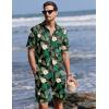 image:imageEkouaer Mens Pajama Sets Button Down Summer Pjs 2 Piece Hawaiian Shirt and Shorts Sets Beach Vacation Loungewear XSXXLHawaiian Flower Green Leaves