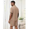 image:imageEkouaer Mens Pajama Sets Button Down Summer Pjs 2 Piece Hawaiian Shirt and Shorts Sets Beach Vacation Loungewear XSXXLKhaki