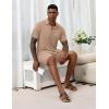 image:imageEkouaer Mens Pajama Sets Button Down Summer Pjs 2 Piece Hawaiian Shirt and Shorts Sets Beach Vacation Loungewear XSXXLKhaki