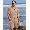 image:imageEkouaer Mens Pajama Sets Button Down Summer Pjs 2 Piece Hawaiian Shirt and Shorts Sets Beach Vacation Loungewear XSXXLKhaki
