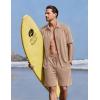 image:imageEkouaer Mens Pajama Sets Button Down Summer Pjs 2 Piece Hawaiian Shirt and Shorts Sets Beach Vacation Loungewear XSXXLKhaki