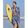 image:imageEkouaer Mens Pajama Sets Button Down Summer Pjs 2 Piece Hawaiian Shirt and Shorts Sets Beach Vacation Loungewear XSXXLNavy Blue Hawaiian Leaves