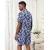 image:imageEkouaer Mens Pajama Sets Button Down Summer Pjs 2 Piece Hawaiian Shirt and Shorts Sets Beach Vacation Loungewear XSXXLNavy Blue Hawaiian Leaves