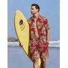 image:imageEkouaer Mens Pajama Sets Button Down Summer Pjs 2 Piece Hawaiian Shirt and Shorts Sets Beach Vacation Loungewear XSXXLRed Hawaiian Leaves