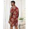 image:imageEkouaer Mens Pajama Sets Button Down Summer Pjs 2 Piece Hawaiian Shirt and Shorts Sets Beach Vacation Loungewear XSXXLRed Hawaiian Leaves