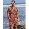 image:imageEkouaer Mens Pajama Sets Button Down Summer Pjs 2 Piece Hawaiian Shirt and Shorts Sets Beach Vacation Loungewear XSXXLRed Hawaiian Leaves