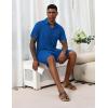 image:imageEkouaer Mens Pajama Sets Button Down Summer Pjs 2 Piece Hawaiian Shirt and Shorts Sets Beach Vacation Loungewear XSXXLRoyal Blue
