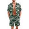 image:imageEkouaer Mens Pajama Sets Button Down Summer Pjs 2 Piece Hawaiian Shirt and Shorts Sets Beach Vacation Loungewear XSXXLCoconut Tree  Blue Green