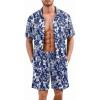 Navy Blue Hawaiian Leaves