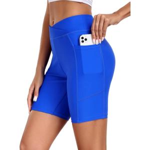 image:imageEkouaer Womens 85 Board Shorts High Waisted Swim Shorts Cross Waist Beach Surf Swimwear Swimsuit Bottoms with Pocket S3XLSky Blue