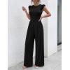 image:imageEkouaer Jumpsuits for Women Dressy Casual Ruffle Cap Sleeve Romper Summer Rib Knit One Piece OutfitsBlack
