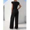 image:imageEkouaer Jumpsuits for Women Dressy Casual Ruffle Cap Sleeve Romper Summer Rib Knit One Piece OutfitsBlack