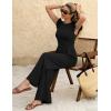 image:imageEkouaer Jumpsuits for Women Dressy Casual Ruffle Cap Sleeve Romper Summer Rib Knit One Piece OutfitsBlack