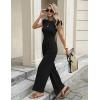 image:imageEkouaer Jumpsuits for Women Dressy Casual Ruffle Cap Sleeve Romper Summer Rib Knit One Piece OutfitsBlack