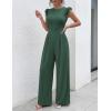image:imageEkouaer Jumpsuits for Women Dressy Casual Ruffle Cap Sleeve Romper Summer Rib Knit One Piece OutfitsForest Green
