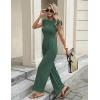 image:imageEkouaer Jumpsuits for Women Dressy Casual Ruffle Cap Sleeve Romper Summer Rib Knit One Piece OutfitsForest Green