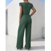 image:imageEkouaer Jumpsuits for Women Dressy Casual Ruffle Cap Sleeve Romper Summer Rib Knit One Piece OutfitsForest Green