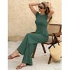 image:imageEkouaer Jumpsuits for Women Dressy Casual Ruffle Cap Sleeve Romper Summer Rib Knit One Piece OutfitsForest Green