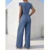 image:imageEkouaer Jumpsuits for Women Dressy Casual Ruffle Cap Sleeve Romper Summer Rib Knit One Piece OutfitsGrayblue