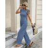 image:imageEkouaer Jumpsuits for Women Dressy Casual Ruffle Cap Sleeve Romper Summer Rib Knit One Piece OutfitsGrayblue