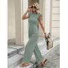image:imageEkouaer Jumpsuits for Women Dressy Casual Ruffle Cap Sleeve Romper Summer Rib Knit One Piece OutfitsIce Green