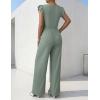image:imageEkouaer Jumpsuits for Women Dressy Casual Ruffle Cap Sleeve Romper Summer Rib Knit One Piece OutfitsIce Green