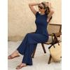 image:imageEkouaer Jumpsuits for Women Dressy Casual Ruffle Cap Sleeve Romper Summer Rib Knit One Piece OutfitsNavy