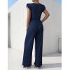 image:imageEkouaer Jumpsuits for Women Dressy Casual Ruffle Cap Sleeve Romper Summer Rib Knit One Piece OutfitsNavy