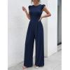 image:imageEkouaer Jumpsuits for Women Dressy Casual Ruffle Cap Sleeve Romper Summer Rib Knit One Piece OutfitsNavy