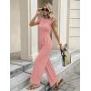image:imageEkouaer Jumpsuits for Women Dressy Casual Ruffle Cap Sleeve Romper Summer Rib Knit One Piece OutfitsOrange Pink