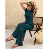 image:imageEkouaer Jumpsuits for Women Dressy Casual Ruffle Cap Sleeve Romper Summer Rib Knit One Piece OutfitsPeacock Blue