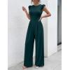 image:imageEkouaer Jumpsuits for Women Dressy Casual Ruffle Cap Sleeve Romper Summer Rib Knit One Piece OutfitsPeacock Blue