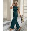 image:imageEkouaer Jumpsuits for Women Dressy Casual Ruffle Cap Sleeve Romper Summer Rib Knit One Piece OutfitsPeacock Blue