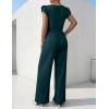 image:imageEkouaer Jumpsuits for Women Dressy Casual Ruffle Cap Sleeve Romper Summer Rib Knit One Piece OutfitsPeacock Blue