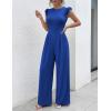 image:imageEkouaer Jumpsuits for Women Dressy Casual Ruffle Cap Sleeve Romper Summer Rib Knit One Piece OutfitsRoyal Blue