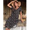 image:imageEkouaer Long Nightgowns for Women Short Sleeve House Dress with Pockets V Neck Sleepshirts Side Split Sleepwear S4XLBlack Floral