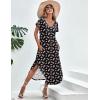 image:imageEkouaer Long Nightgowns for Women Short Sleeve House Dress with Pockets V Neck Sleepshirts Side Split Sleepwear S4XLBlack Floral