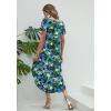 image:imageEkouaer Long Nightgowns for Women Short Sleeve House Dress with Pockets V Neck Sleepshirts Side Split Sleepwear S4XLDark Green Floral