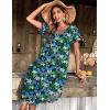 image:imageEkouaer Long Nightgowns for Women Short Sleeve House Dress with Pockets V Neck Sleepshirts Side Split Sleepwear S4XLDark Green Floral