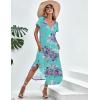 image:imageEkouaer Long Nightgowns for Women Short Sleeve House Dress with Pockets V Neck Sleepshirts Side Split Sleepwear S4XLFlower Blue