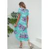 image:imageEkouaer Long Nightgowns for Women Short Sleeve House Dress with Pockets V Neck Sleepshirts Side Split Sleepwear S4XLFlower Blue