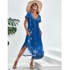 image:imageEkouaer Long Nightgowns for Women Short Sleeve House Dress with Pockets V Neck Sleepshirts Side Split Sleepwear S4XLRoyalblue Floral