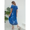 image:imageEkouaer Long Nightgowns for Women Short Sleeve House Dress with Pockets V Neck Sleepshirts Side Split Sleepwear S4XLRoyalblue Floral