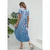 image:imageEkouaer Long Nightgowns for Women Short Sleeve House Dress with Pockets V Neck Sleepshirts Side Split Sleepwear S4XLSky Blue Floral
