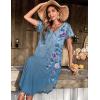 image:imageEkouaer Long Nightgowns for Women Short Sleeve House Dress with Pockets V Neck Sleepshirts Side Split Sleepwear S4XLSky Blue Floral