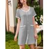 image:imageEkouaer Nightgowns for Women 2 Pack Button Down Sleep Shirts Short Sleeve Nightshirt Sleepwear House Dress with PocketsBlackLight Grey