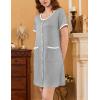 image:imageEkouaer Nightgowns for Women 2 Pack Button Down Sleep Shirts Short Sleeve Nightshirt Sleepwear House Dress with PocketsBlackLight Grey