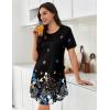 image:imageEkouaer Nightgowns for Women Pleated Nightshirts Short Sleeve Sleepshirts Crew Neck Sleepwear Soft Night Gown SleepdressBlack Colorful Butterfly